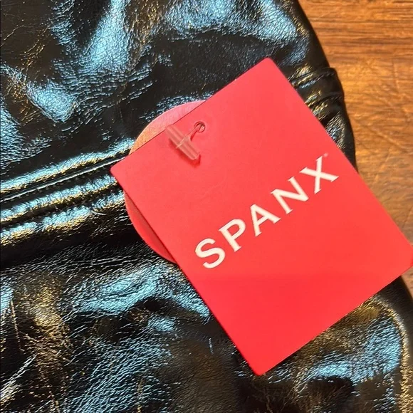 NWT black patent leather spanx sz med